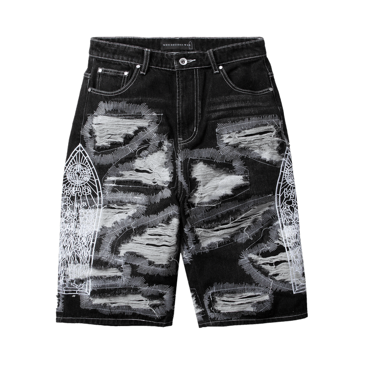 Who Decides War Darning Side Embroidery Shorts "Coal"