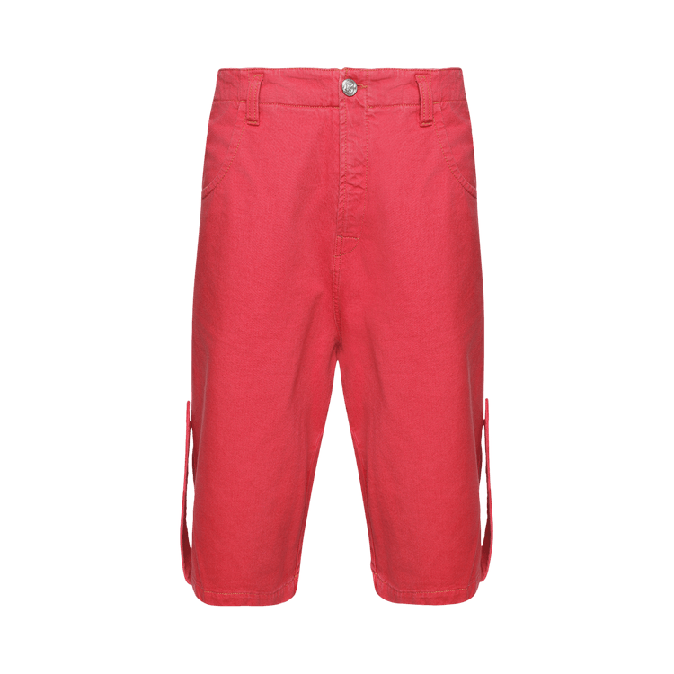 BLUEMARBLE Rhinestoned Tongue Baggy Denim Shorts "Red"