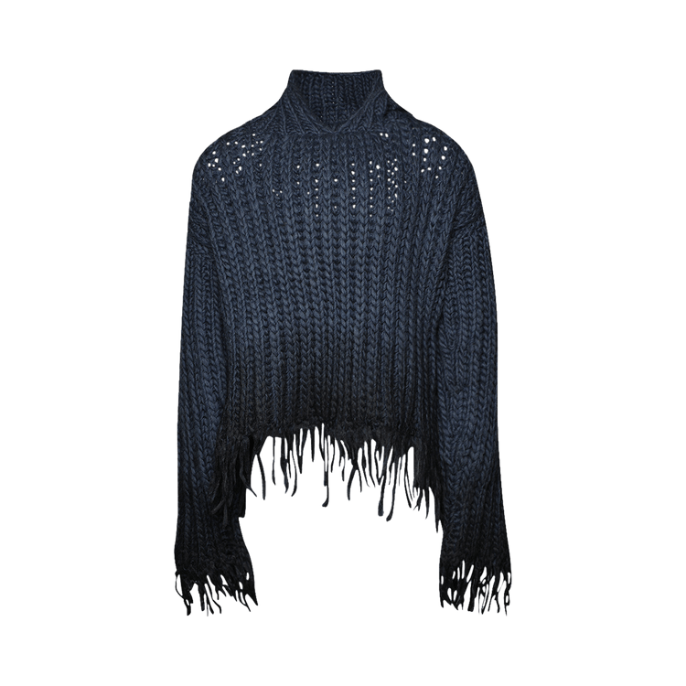 MISBHV Coated Bulky Knitted Hoodie "Denim Blue"