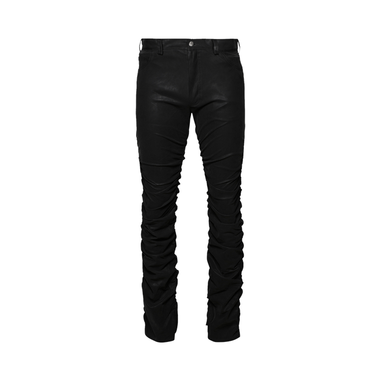 MISBHV Vegan Leather Ruched Trousers "Faded Black"