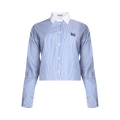 Miu Miu Cropped Striped Shirt "White/Baby Blue"