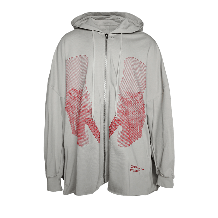 Rick Owens Ron Jumbo Peter Jacket "Pearl/Cardinal Red"