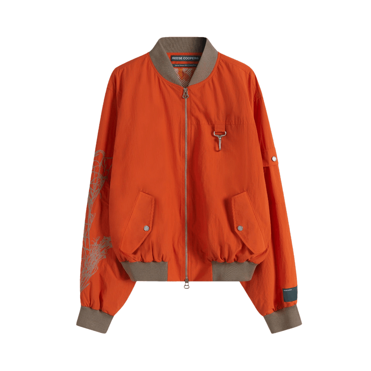 Reese Cooper Desert Marigold Embroidered Nylon Bomber Jacket "Orange"