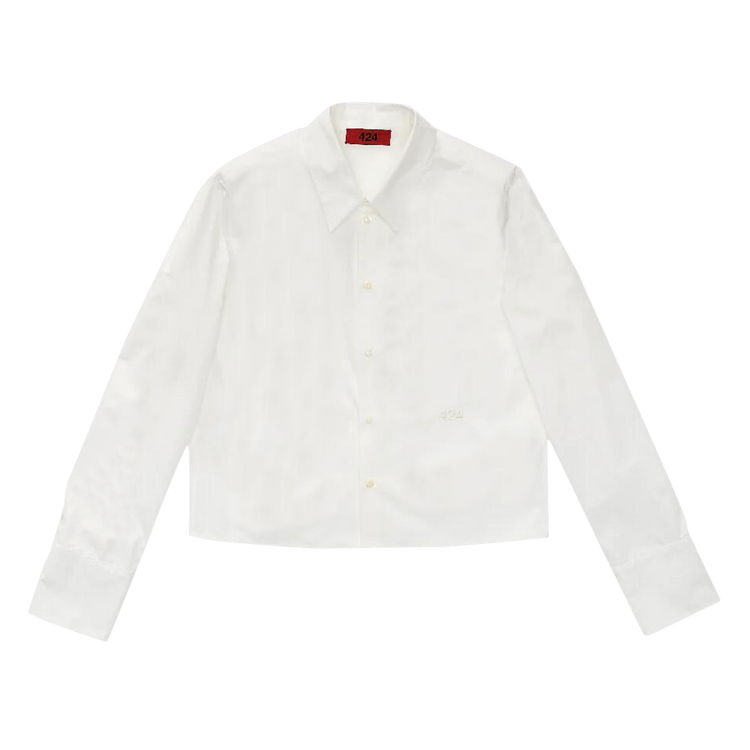 424 Long-Sleeve Cropped Shirt "White"