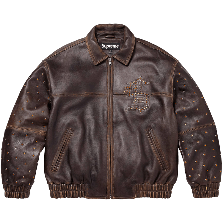 Supreme Gem Studded Leather Jacket "Brown"