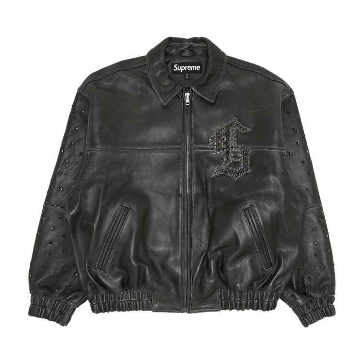Supreme Gem Studded Leather Jacket "Black"