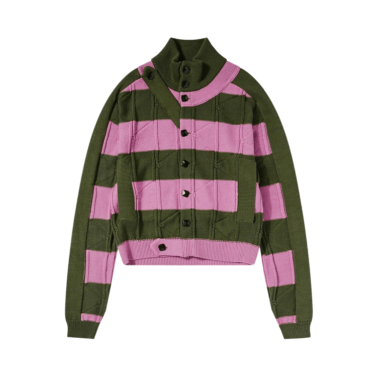 Kiko Kostadinov Merli Twinset Cardigan "Khaki/Rose Pink"