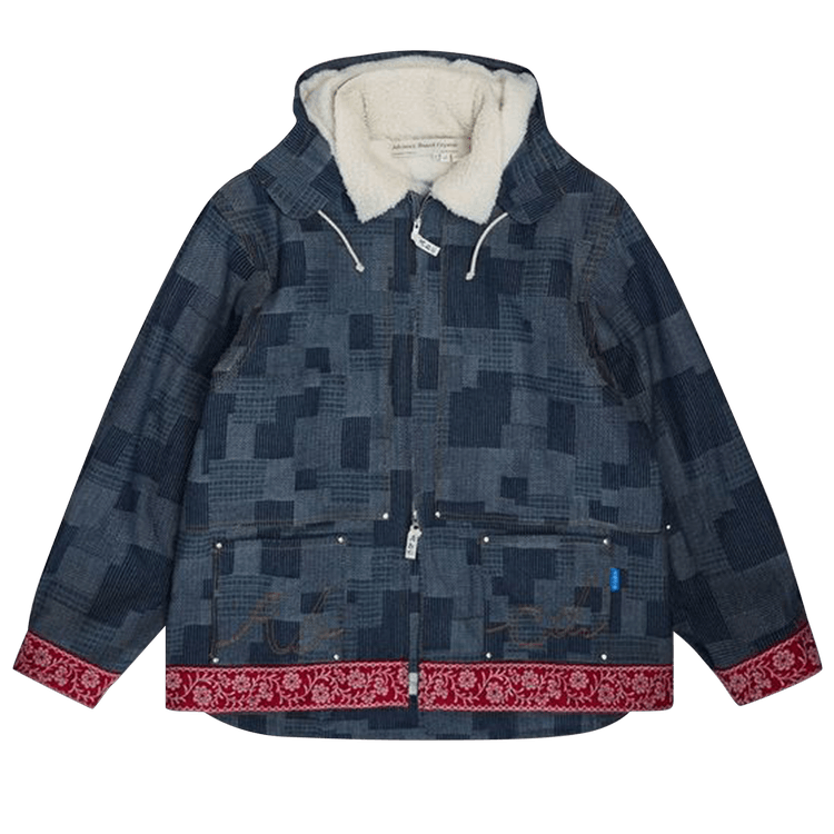 Advisory Board Crystals Crystal Rivet Patchwork Denim Hoodie "Blue/Red"