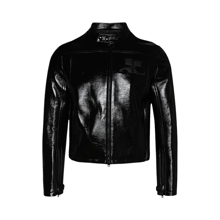 Courrèges Iconic Vinyl Biker Jacket "Black"
