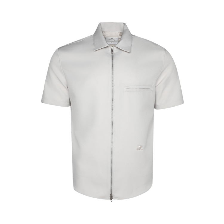 Courrèges Zipped Light Twill Short-Sleeve Shirt "Lime Stone"