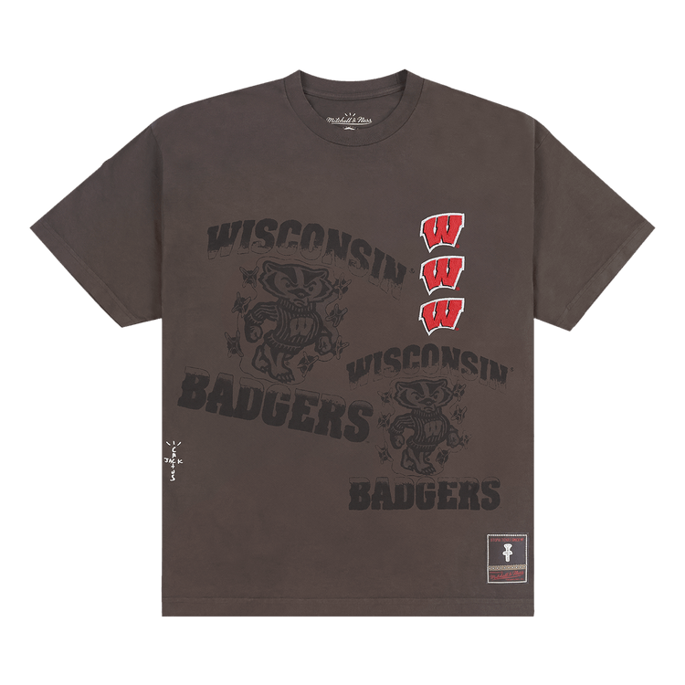 Cactus Jack by Travis Scott x Mitchell & Ness University Of Wisconsin Seal Tee "Brown"
