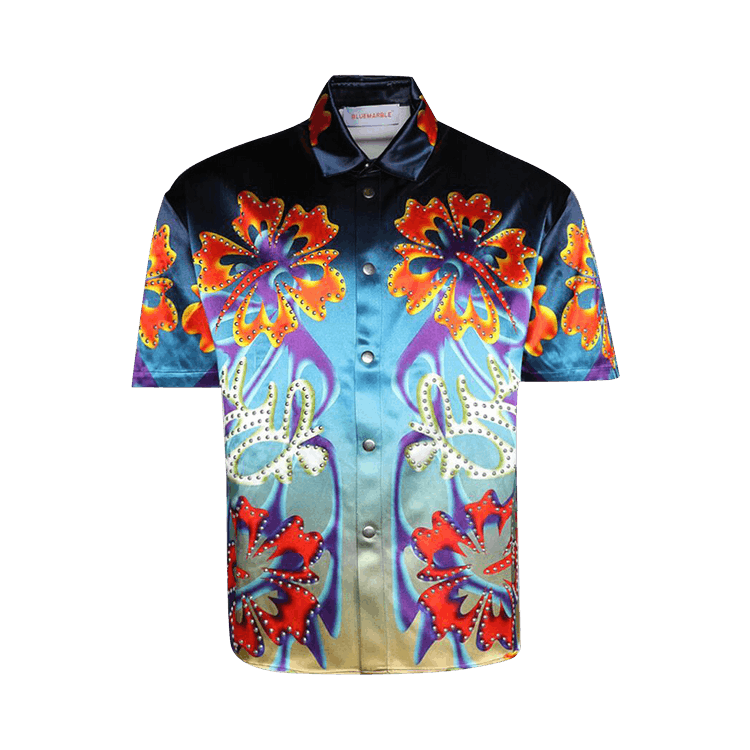 BLUEMARBLE Studded Hibiscus Short-Sleeve Shirt "Primul"
