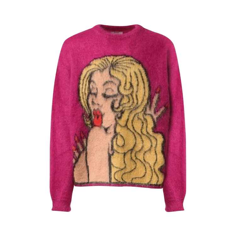 ERL Kiss Intarsia Sweater "Fuchsia"