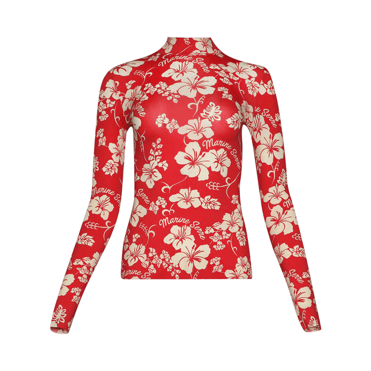 Marine Serre Recycled Jersey High Neck Second Skin "Red"