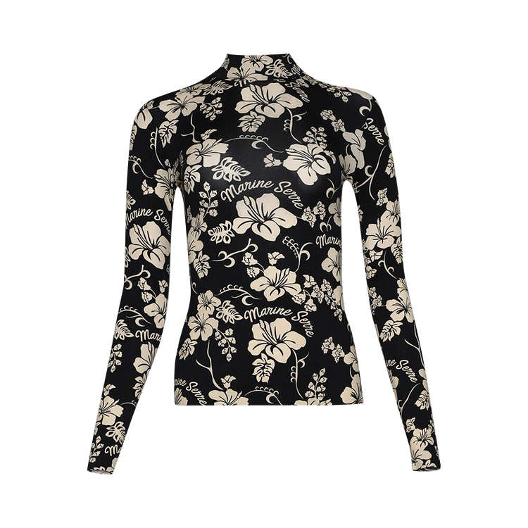Marine Serre Recycled Jersey High Neck Second Skin "Black"