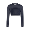 Miu Miu Cropped Long-Sleeve "Blue/White"