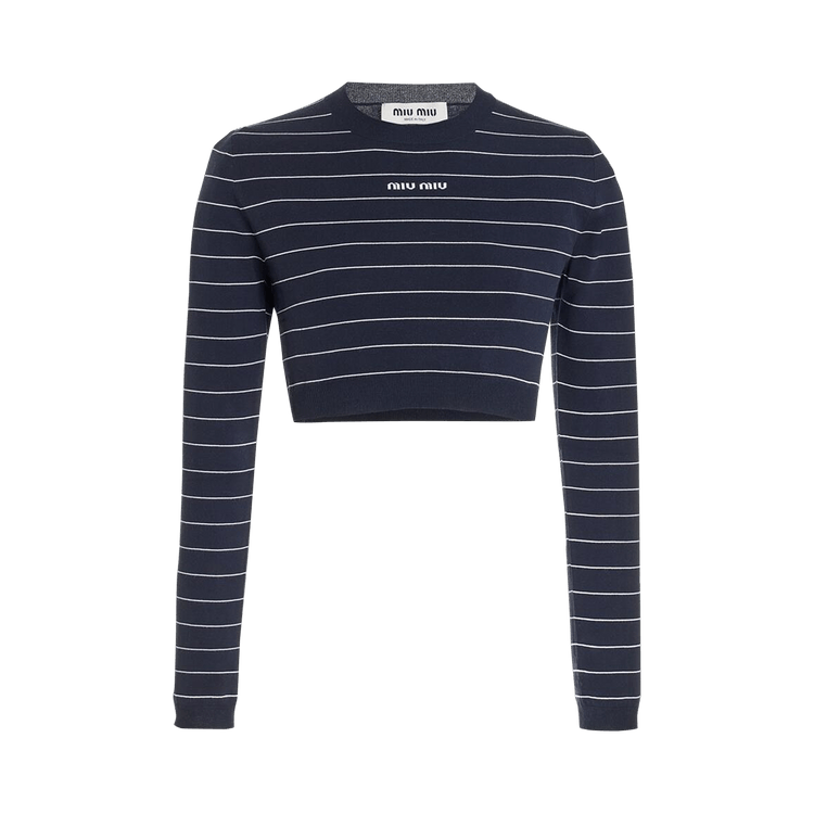 Miu Miu Cropped Long-Sleeve "Blue/White"