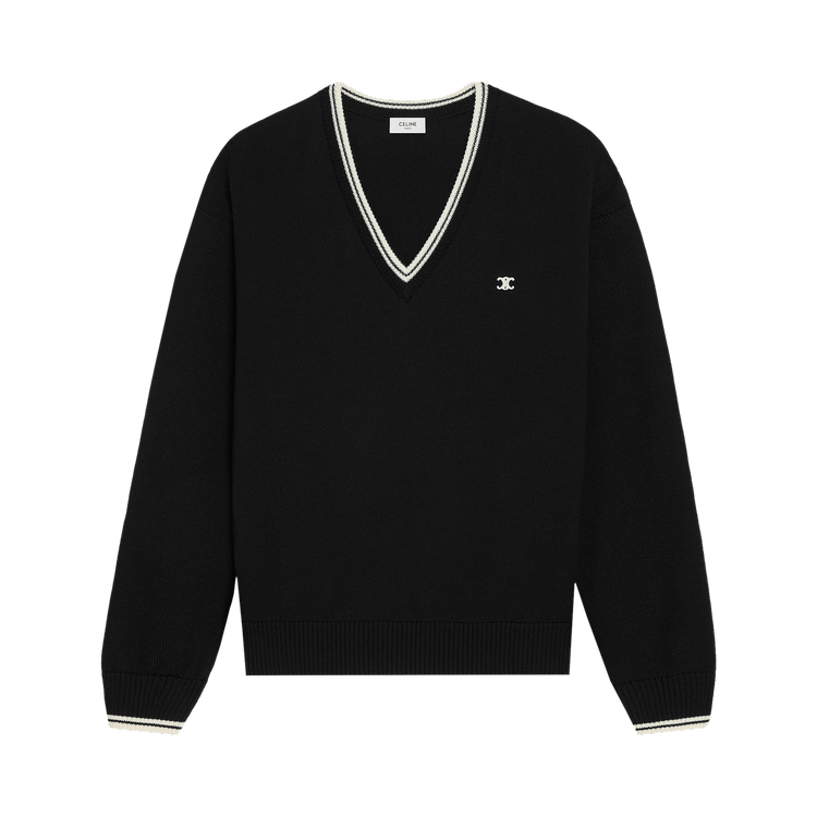 CELINE Triomphe V-Neck Sweater "Black"