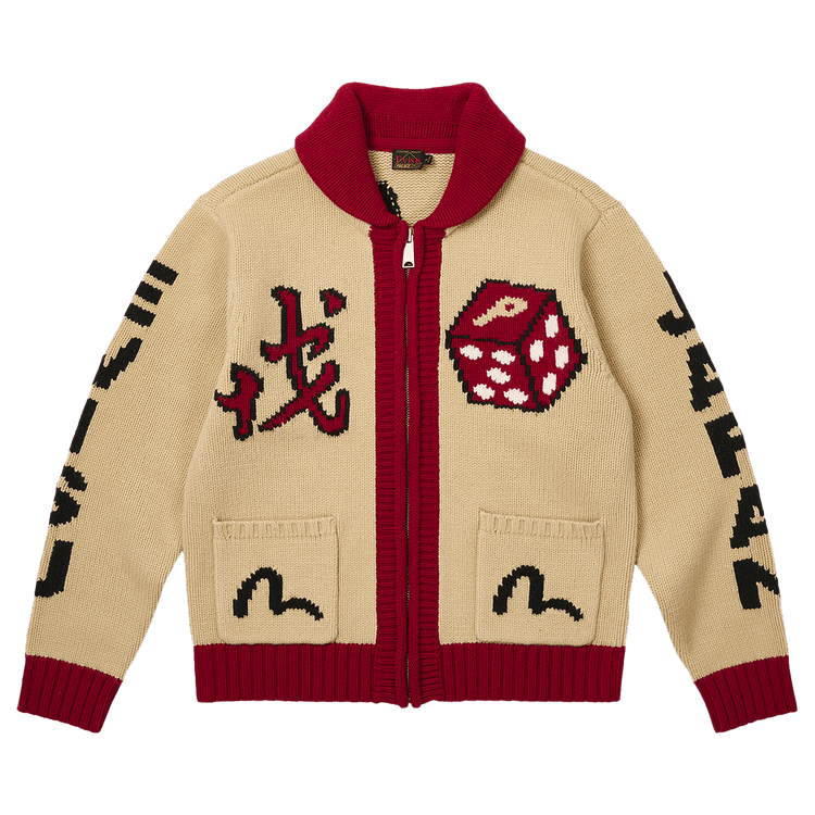 Palace x Evisu Dice Cowichan Knit "Cream"