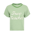 Bode Truro Stripe Cropped Tee "Green/Cream"
