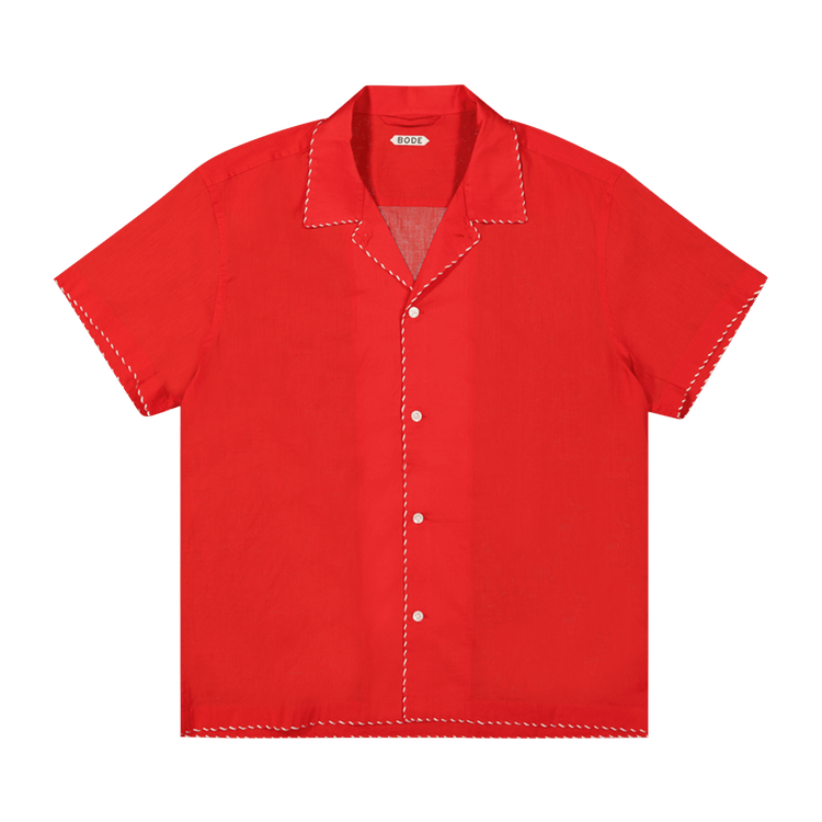 Bode Monday Short-Sleeve Shirt "Black/Red"