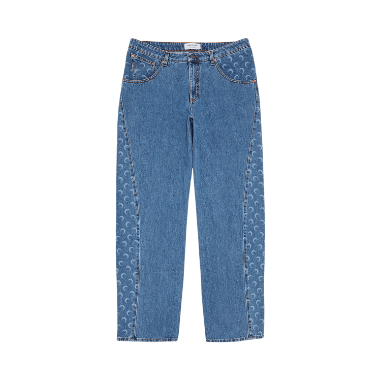 Marine Serre Moon Laser Denim Curved Jeans "Light Blue"