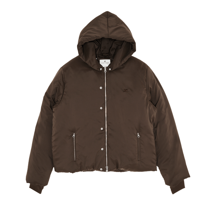 Courrèges AC Nylon Hooded Manteau "Coffee"