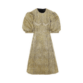 Simone Rocha Puff Sleeve Fitted Dress With Embellishment Cup Detail "Gold/Pearl/Clear"