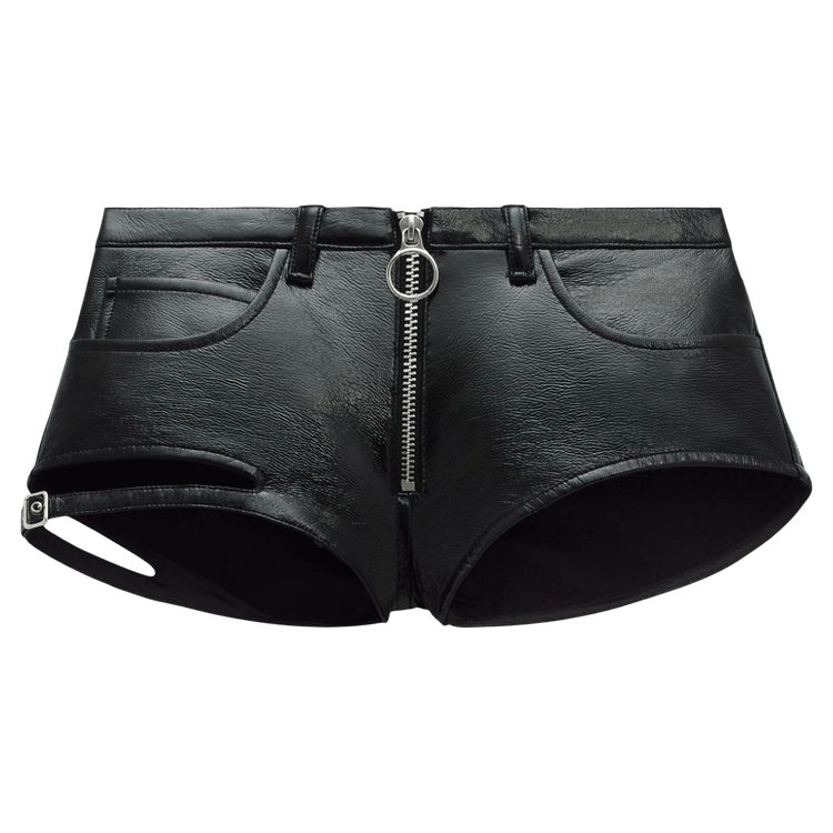 Courrèges Buckle Zipped Vinyl Mini Short "Black"