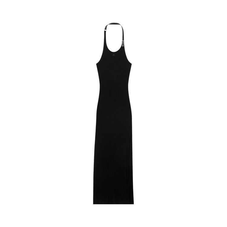 Courrèges Holistic Buckle Rib Knit Long Dress "Black"
