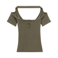 Courrèges Hyperbole 90s Rib Top "Camouflage Green"