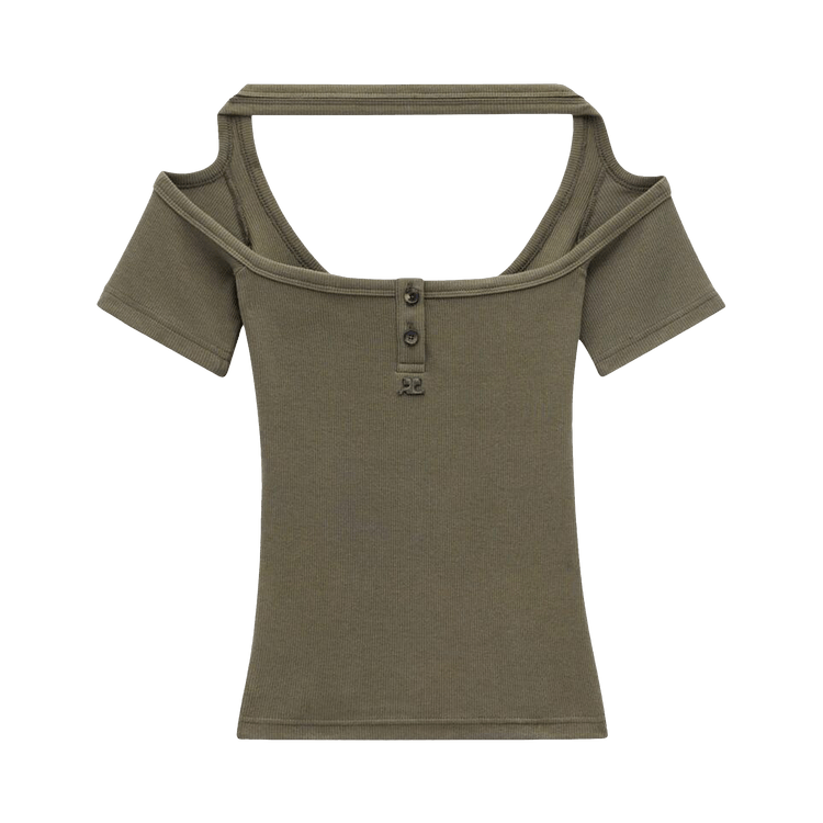Courrèges Hyperbole 90s Rib Top "Camouflage Green"