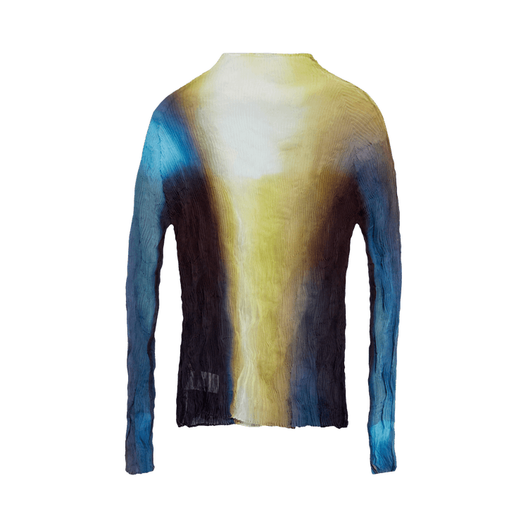 Issey Miyake Leak Chiffon Twist Shirt "Yellow/Dark Blue"