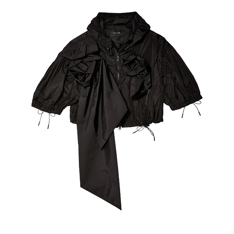 Simone Rocha Pressed Rose Cropped Puff Sleeve Jacket "Black"