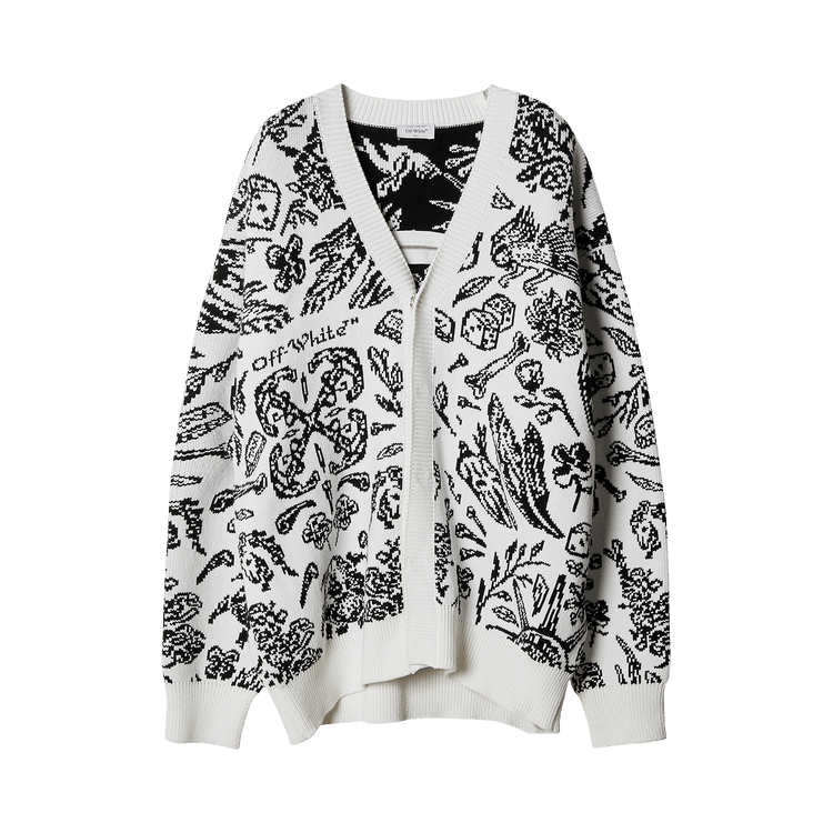 Off-White Tattoo All Over Knit Cardigan "White/Black"
