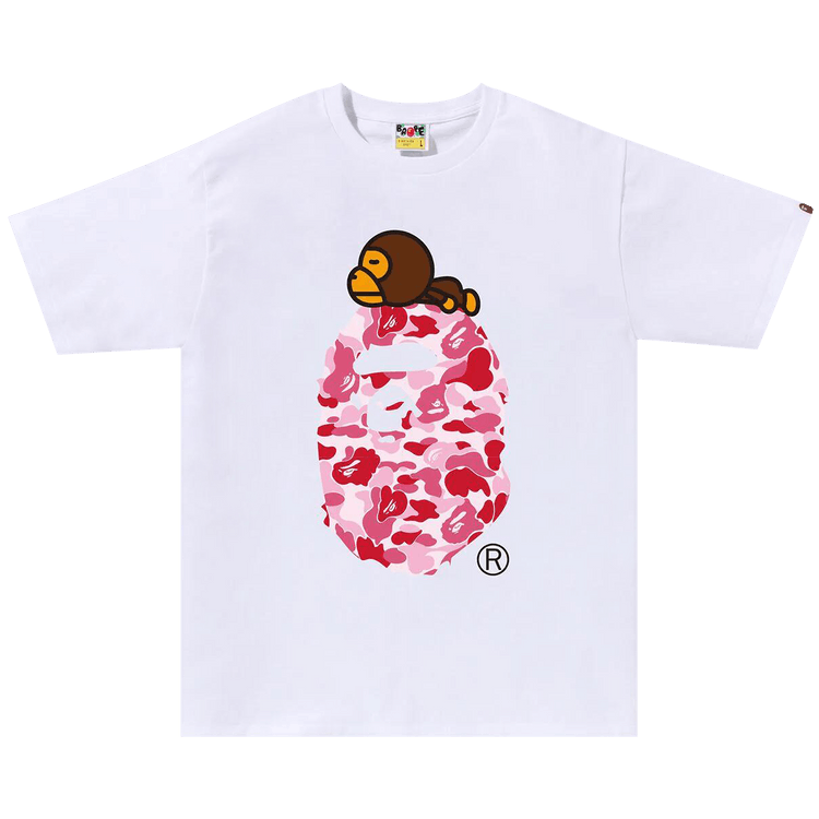 BAPE ABC Camo Milo On Big Ape Tee "White/Pink"