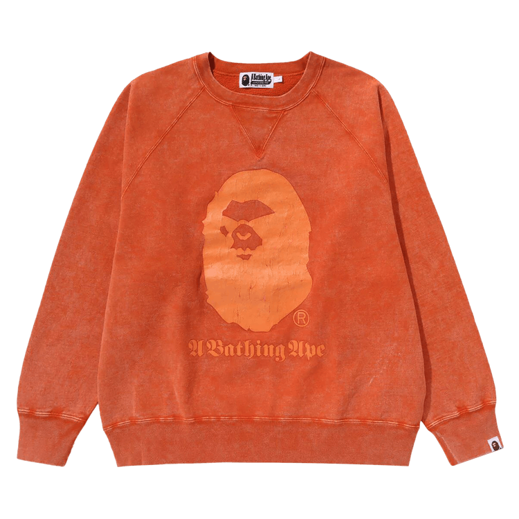 BAPE A Bathing Ape Overdye Relaxed Fit Crewneck "Orange"