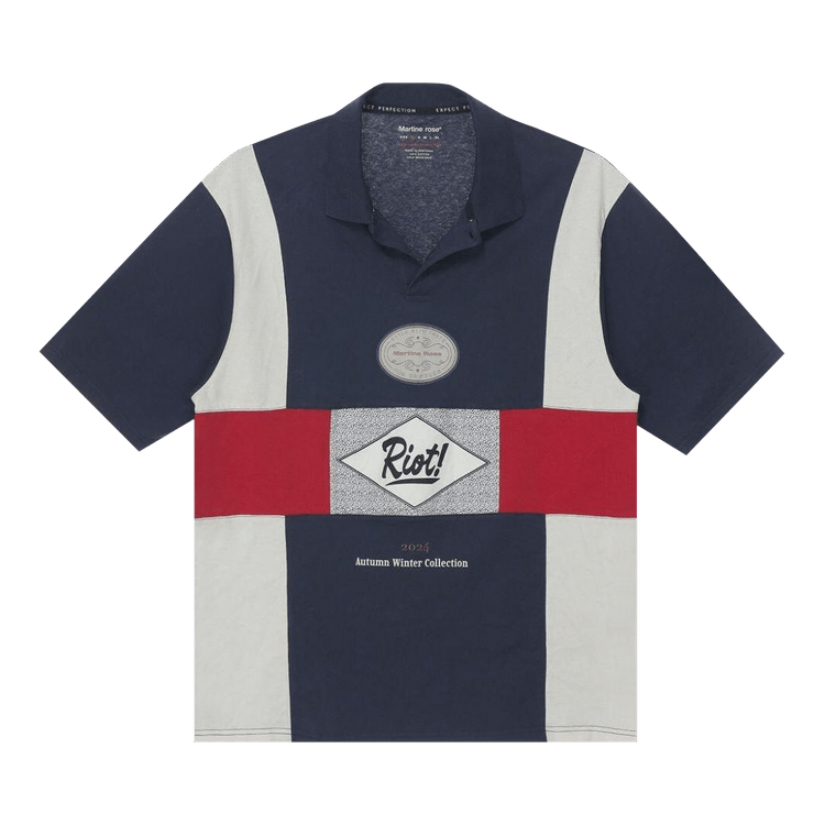 Martine Rose Oversized Panelled Polo "Navy Blue"