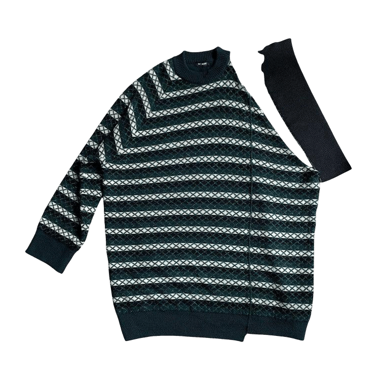 Raf Simons Oversized Jacquard Sweater With Separate Sleeve "Black/Green"