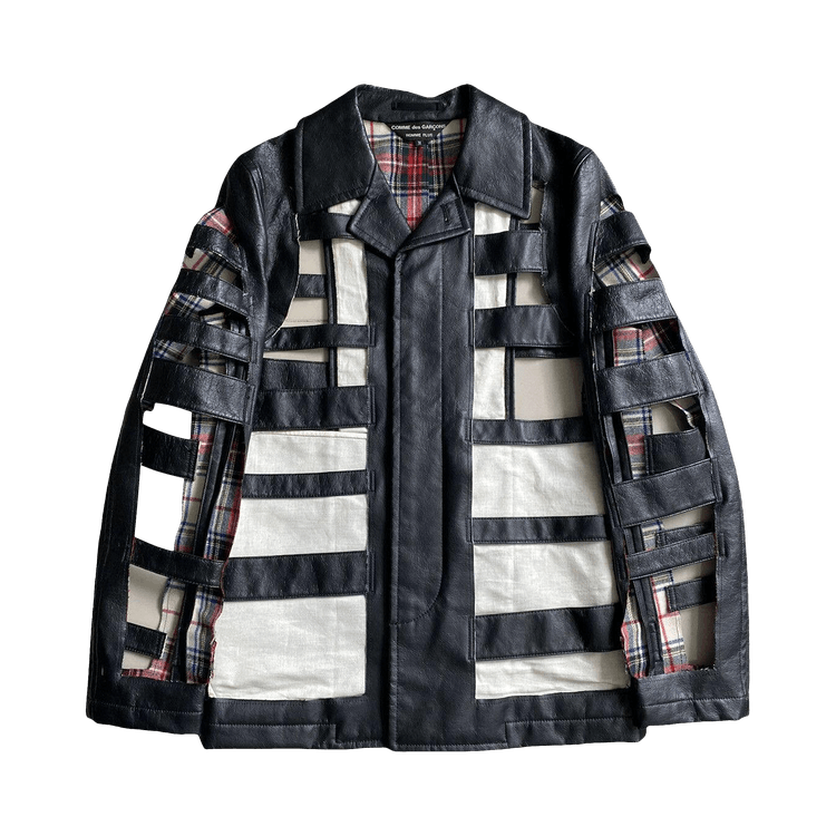 Vintage Comme des Garçons Homme Plus Cut Out Leather Jacket "Black/Multicolor"