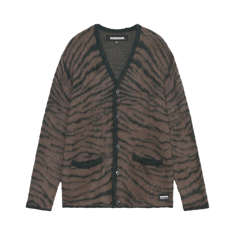 Neighborhood Tiger Pattern Mohair Cardigan "Brown"
