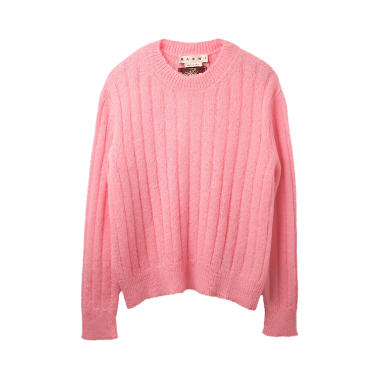 Marni Fuzzy Printed Brushed Crewneck Sweater "Pink"