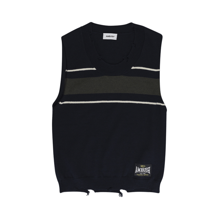 Ambush Rib Knit Vest "Navy"
