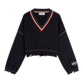Ambush Dangled Rib Knit V Neck "Navy"