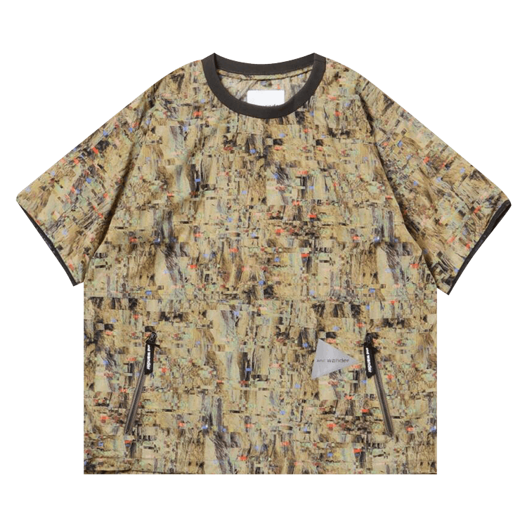 And Wander Pertex Printed Wind T-Shirt "Beige"