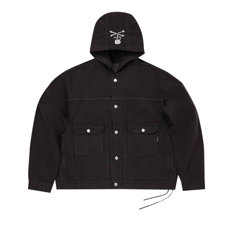 Mastermind World 1st Long-Sleeve Denim Shirt With Hood "Black/Black"