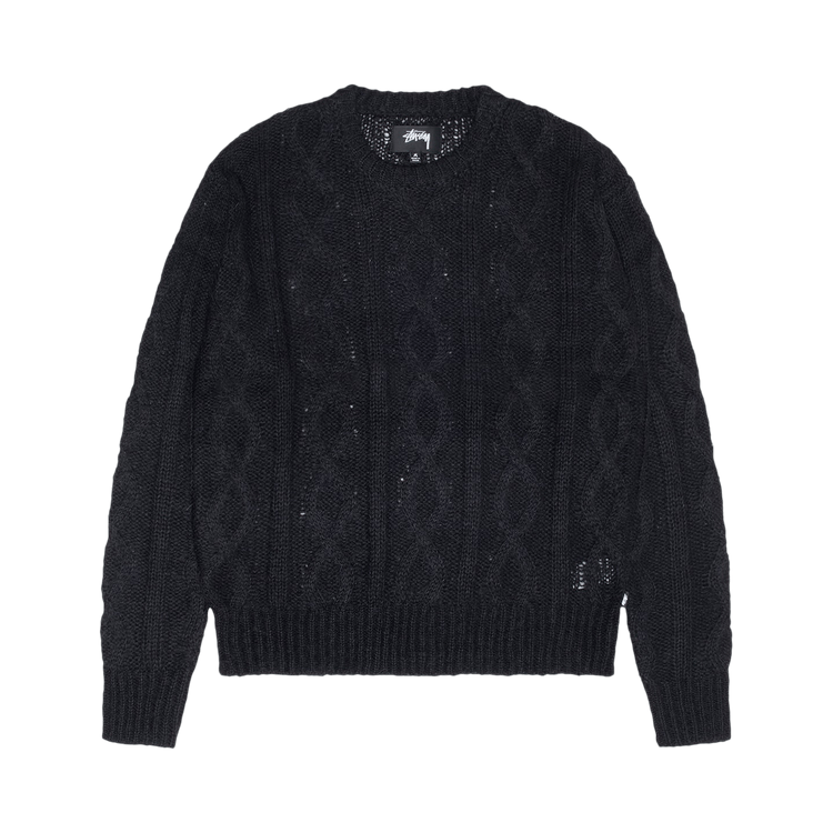 Stussy Cable Loose Knit Sweater "Black"