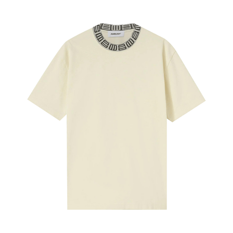 Ambush Monogram Rib Collar T-Shirt "Ivory"