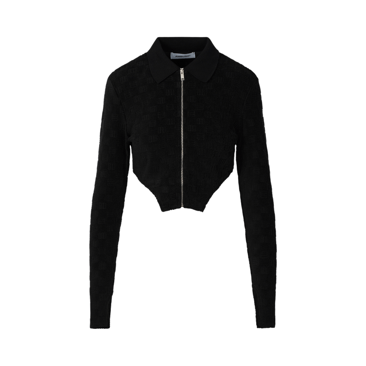 Ambush Monogram Zipped Cropped Top "Black"
