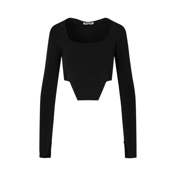 Ambush Cropped Asymmetric Hem Top "Black"